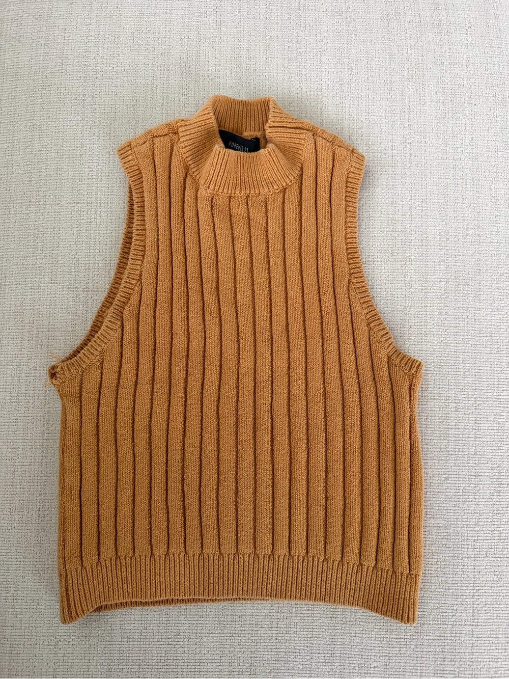 Forever 21 Men's Ribbed Crewneck Vest - Mustard Yellow